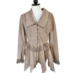 Venus Faux Suede & Lace Jacket  Size Small